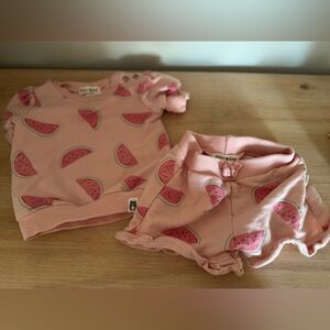 Rabbit + Bear ORGANIC COTTON Pink Watermelon Print Kids Matching Set
